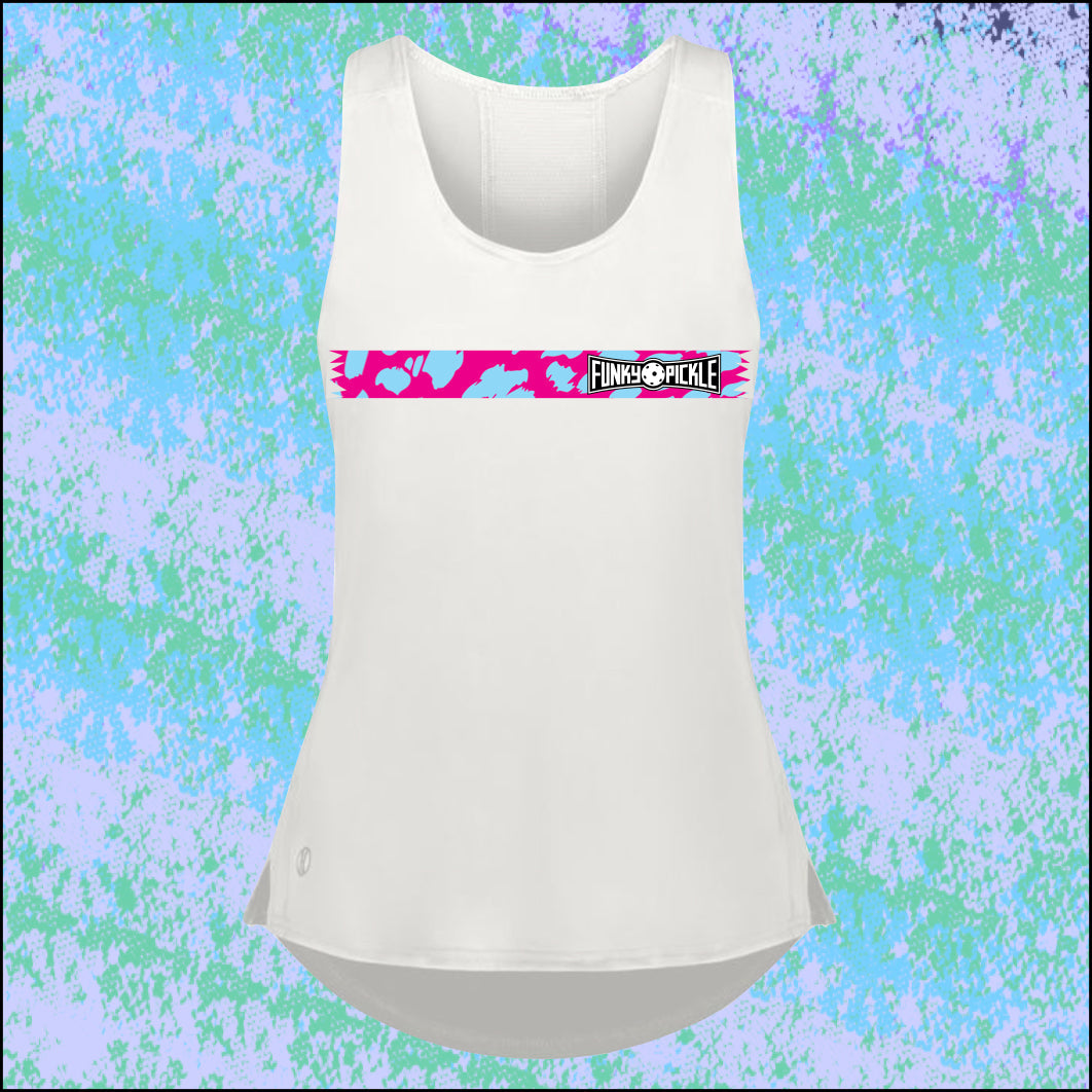 Cheetah Stripe - Ladies Fit Tank - White